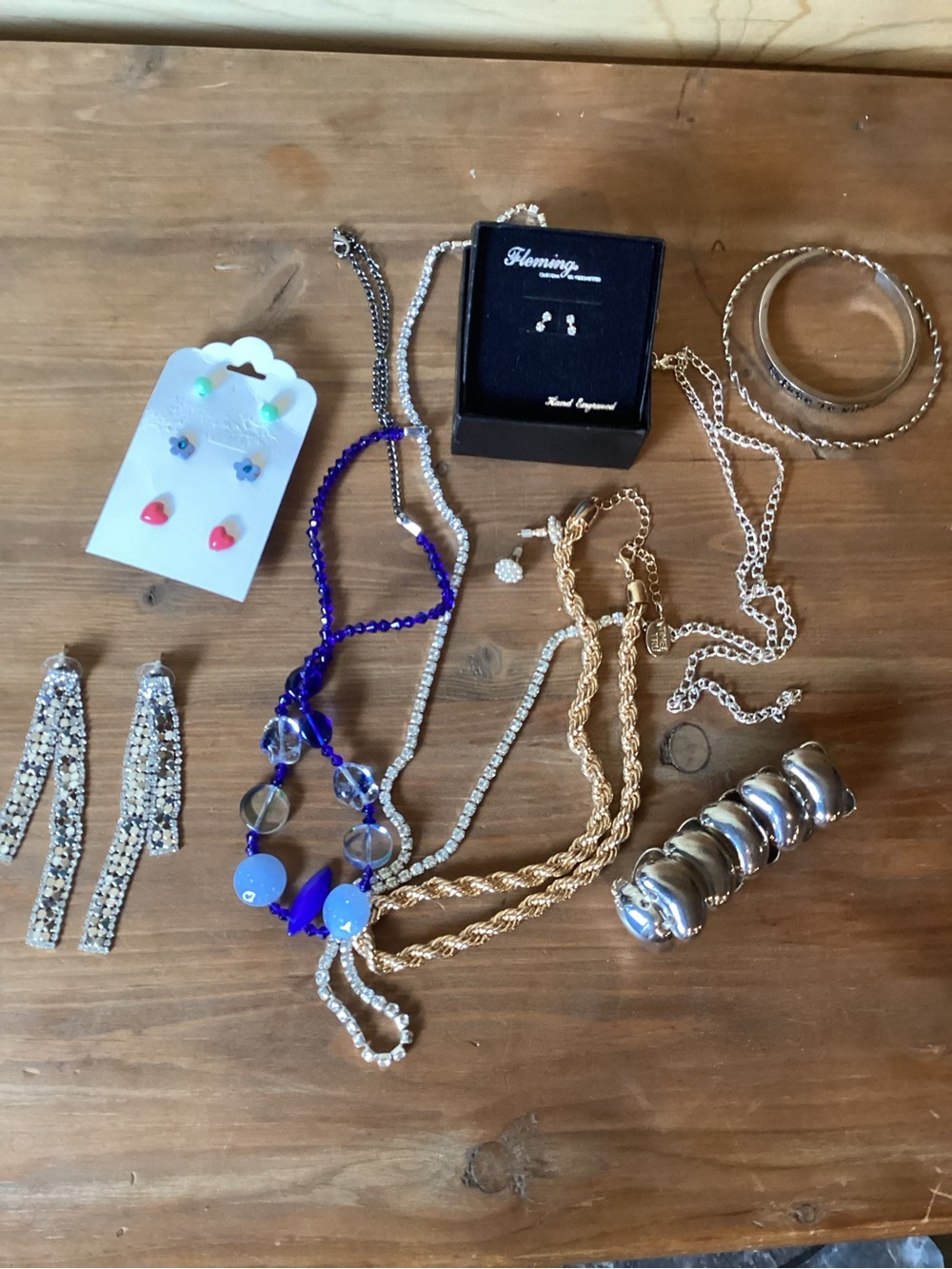 Mixed Jewelry Lot - Gold, Silver & Blue Accent Pieces